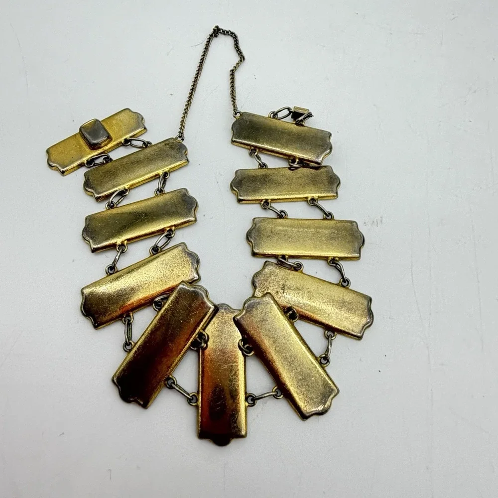 Vintage Japanese Satsuma Bamboo Bracelet Inlay Link Panel Security Chain Read
